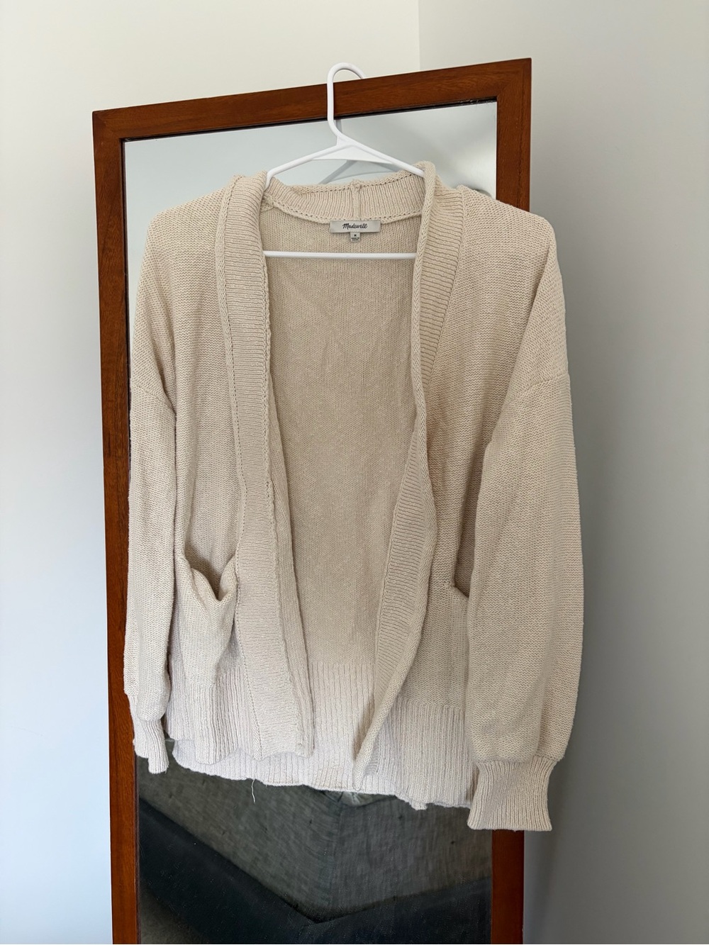 Madewell Cream Open-Front Pocket Cardigan